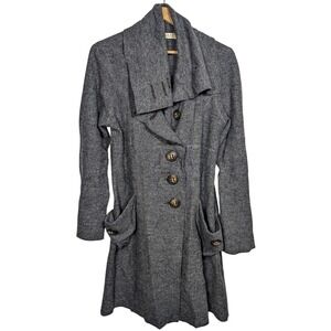 Casch Gro Abrahamsson Anthro Grey Boiled Wool Asymmetrical Coatigan jacket 38